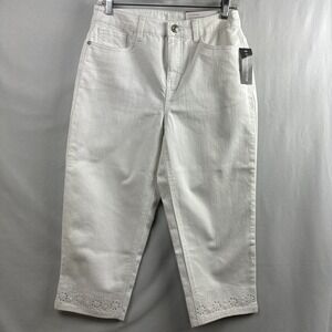 Christopher Banks Jeans Capri Womens large white Denim spandex Stretch NEW
